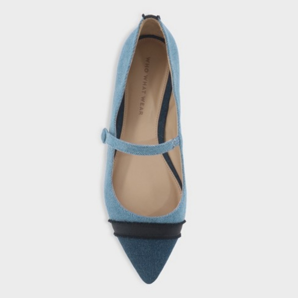 Nellie Mary Jane Denim Pointed Ballet Flats - Picture 5 of 5